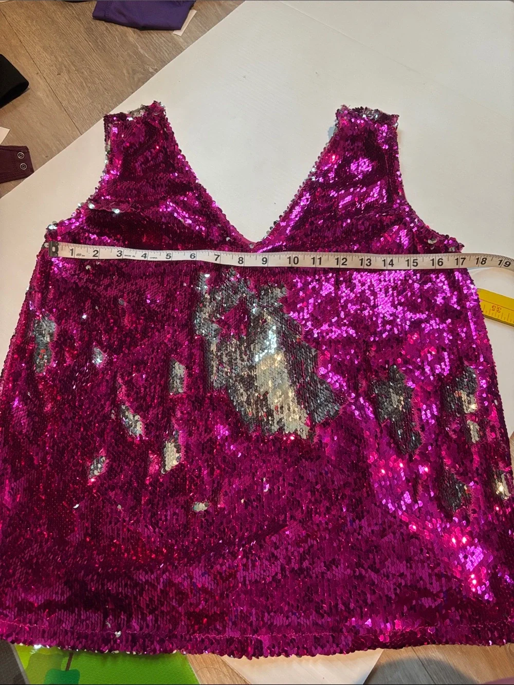 Free People Intimately Embellished Sequin Shift Slip Fuchsia Silver Size S